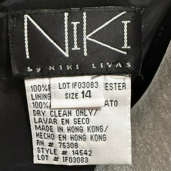 V intage 90s NIKI Black Evening Gown w Convertible Wrap – M/L - Picture 6 of 9